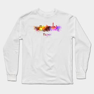 Taipei skyline in watercolor Long Sleeve T-Shirt